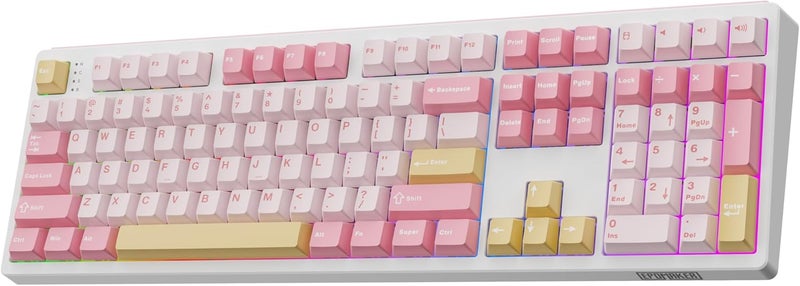 EPOMAKER TH108 Full Size Mechanical Keyboard, Wireless Gaming Keyboard with 8000mAh Battery, Creamy Gasket, 108 Keys, Hot Swap, Custom Driver, RGB Backlight (Pink, Sea Salt Silent) - Image 1
